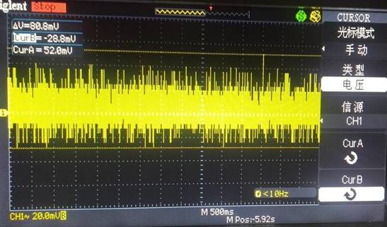 接了 470μF 滤波电容之后的纹波图