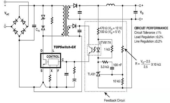 次级光耦TL431直流稳压电源反馈电路